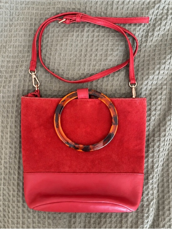 Source Unknown Handbags - Faux Leather Crossbody Bag with Tortoiseshell Ring Handle